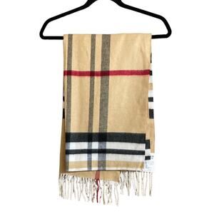 Eco Cashmink Women's Neck Scarf Camel Tan Plaid Macy’s New